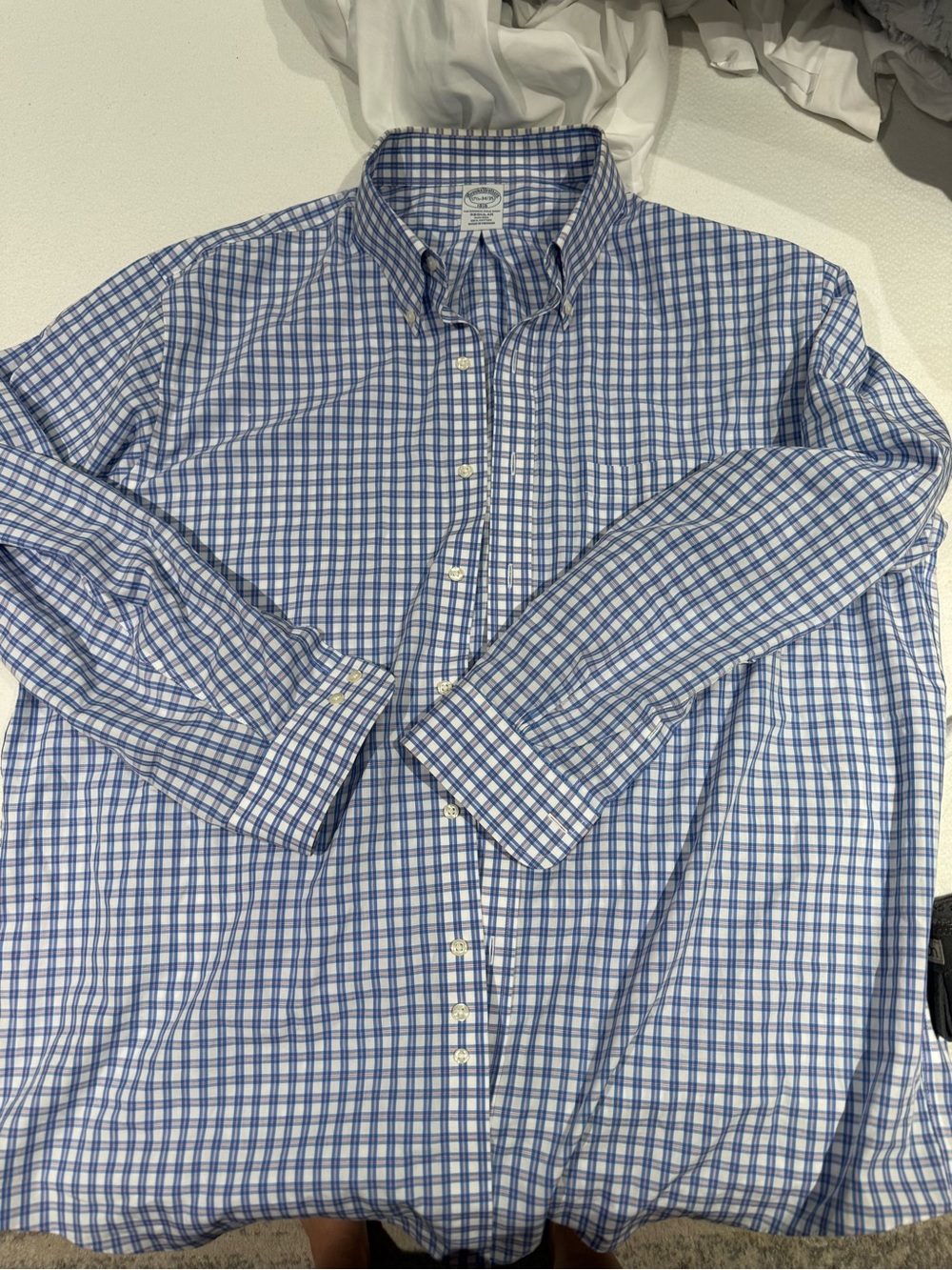 Brooks Brothers Blue and White Checked Dress Shirt